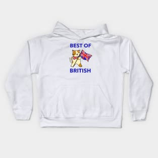 Best Of British, British Cat, Great Britain, British Flag Kids Hoodie